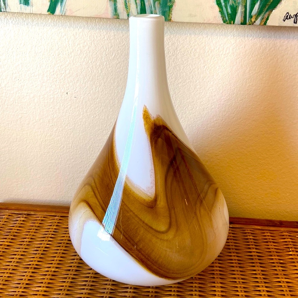 Vintage SWIRL ART GLASS VASE’ 16.5” inches TALL 17” inches in diameter